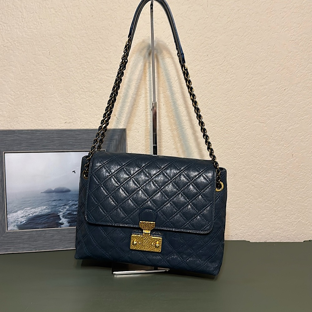 Marc Jacobs Dark Teal  Quilted Extra Large Leather  Baroque Single Shoulder Bag